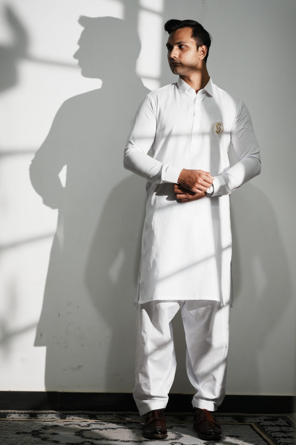 Men's Off-White Unstitched Kurta Shalwar view 2